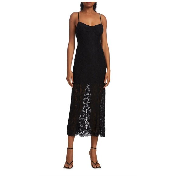 SOLD LoveShackFancy XL Sima $355 Lace Midi Slip Dress Stretch Sexy Bodycon 12 14 - Picture 1 of 10